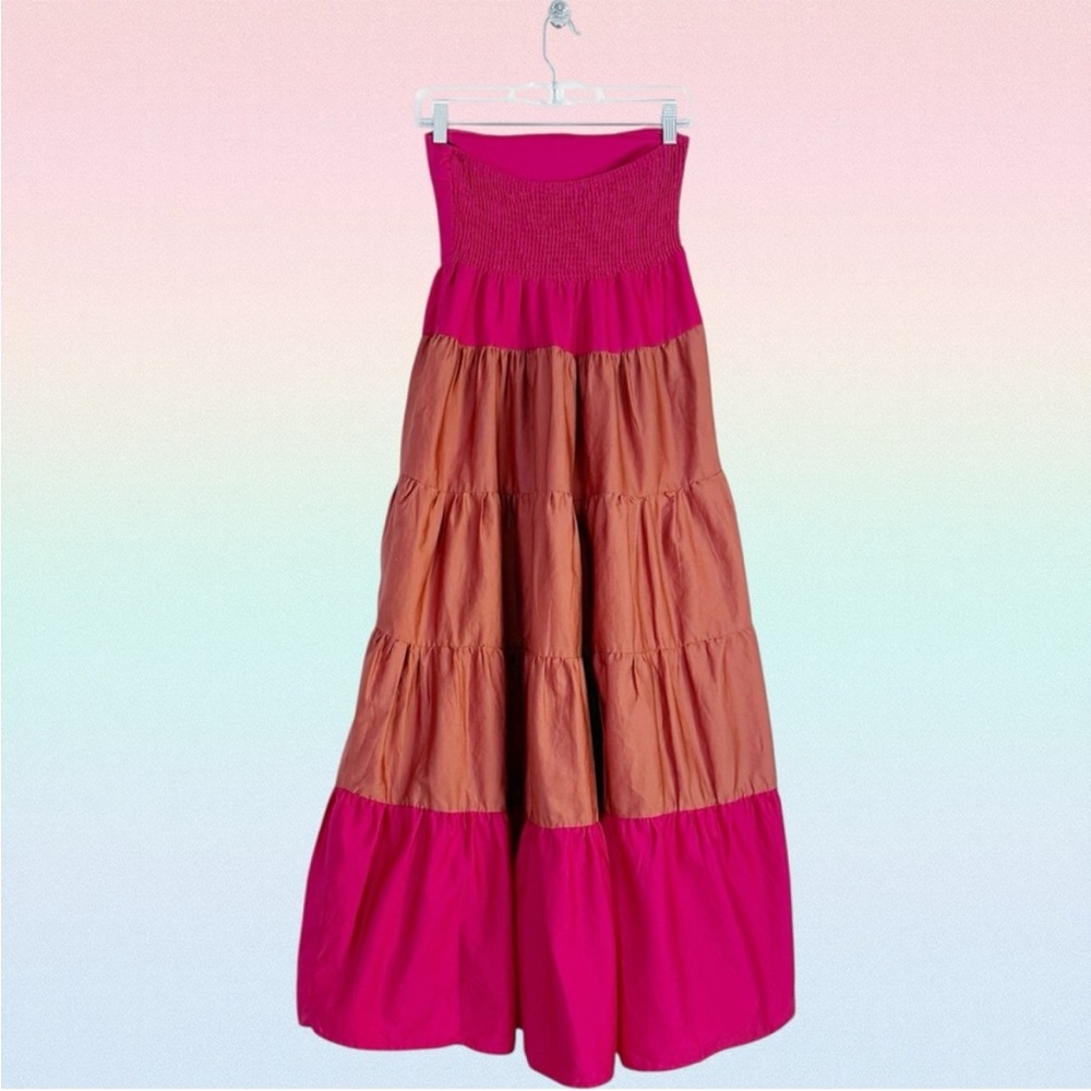 Forever 21 Strapless Pink and Red Tiered Dress - Picture 4 of 12